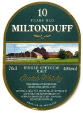 Miltonduff 10 year Old Single Speyside Malt Scotch Whisky 